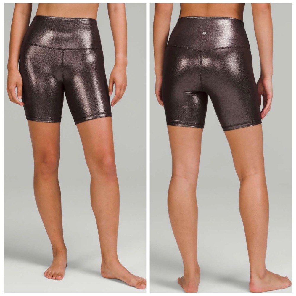Lululemon Align Rib HR Short 6 Shine Radiate Foil French Press Brown LW7CWUS 6